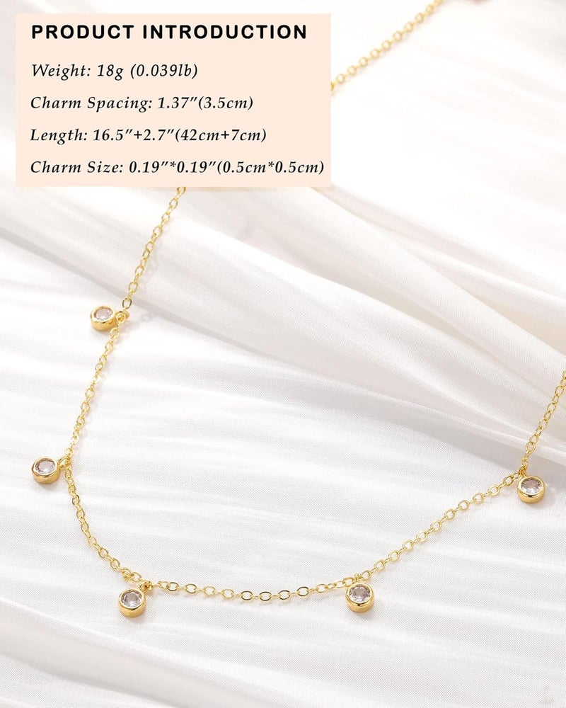 FUNEIA Dainty Silver Gold Necklaces for Women Trendy Non Tarnish 14K Gold Plated Cubic Zirconia Necklace Layered Cute Butterfly Heart Station Choker Necklace Stack for Wedding Prom Brides Jewelry - Image 4